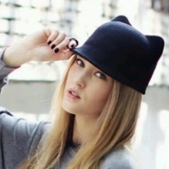 Zara Cat Ear Black Felt Hat 